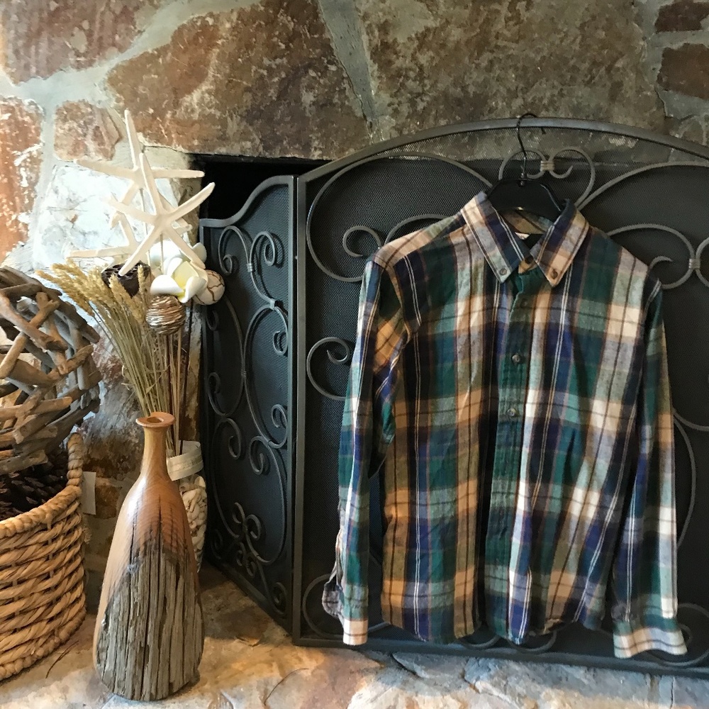 HARTSTRINGS BOYS FLANNEL SHIRT, PLAID, SZ 12, EUC